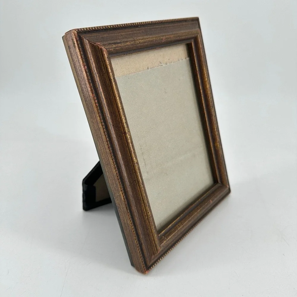Vintage Style Bronze Gold Beaded Wood Picture Frame 5x7 Tabletop Wall Decor